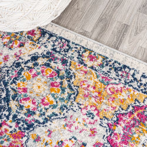 Jonathan Y Modern Persian Boho Vintage Trellis Area Rug In Ivory/navy/multi