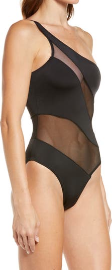 NWT $135 Norma Kamli [ Large ] One Shoulder Snake Mesh Bikini Top Bra Blush  5542