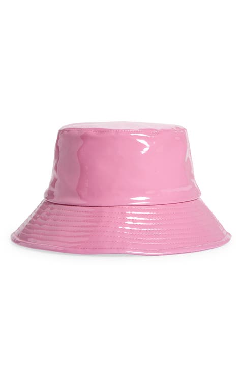 The Pink Leather Bucket Hat Pink / with Chain