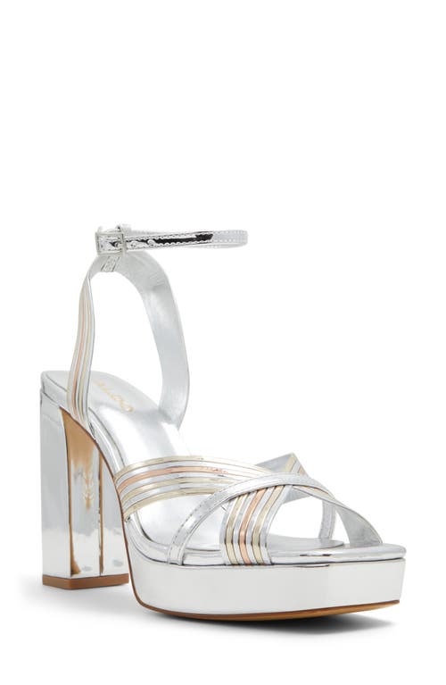 Shop Aldo Nadie Ankle Strap Platform Sandal In Metallic Multi