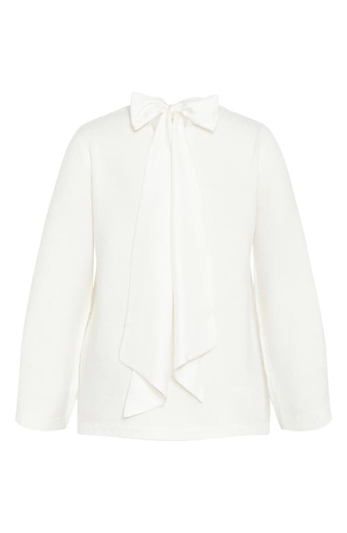 City Chic Bow Back Bell Sleeve Sweater In Ivory