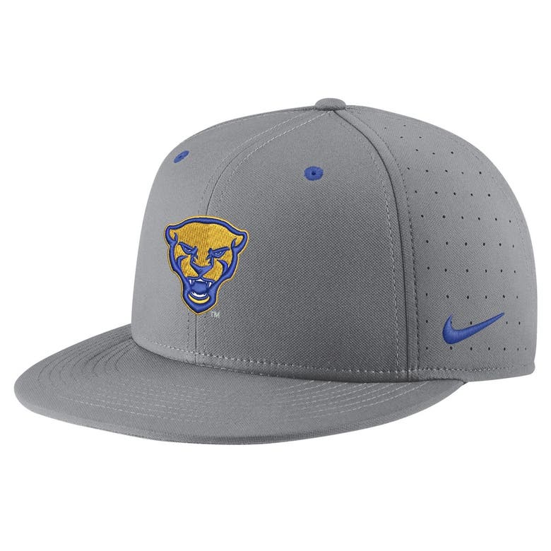 Shop Nike Gray Pitt Panthers Usa Side Patch True Aerobill Performance Fitted Hat