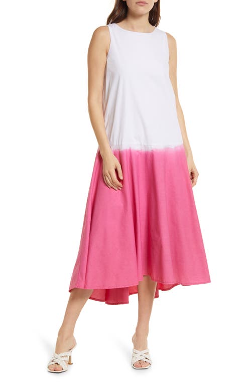 Area Stars Dip Dye Cotton Dress in White Pink