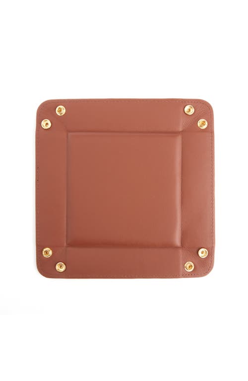 Shop Royce New York Personalized Catchall Leather Valet Tray In Tan- Silver Foil