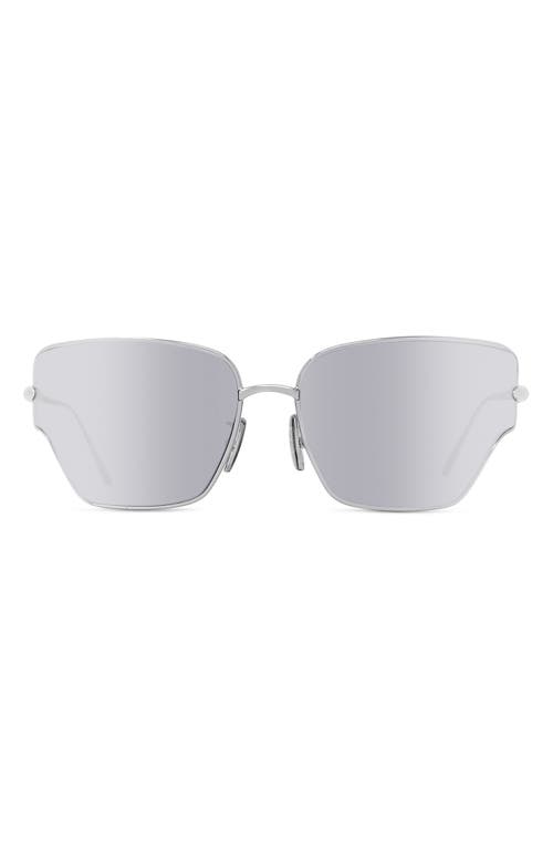 Shop Loewe Signature 70mm Mirrored Oversize Geometric Sunglasses In Shiny Palladium/smoke Mirror