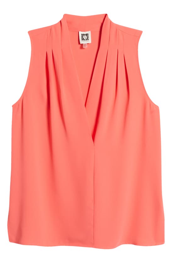 Shop Anne Klein Sleeveless Pleated Shell In Red Pear