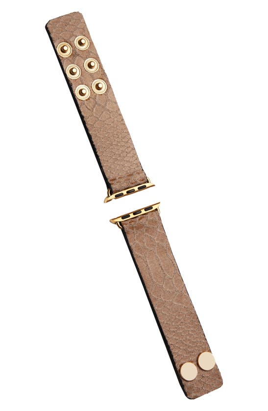 Saachi Snakeskin Print Leather Apple Watch® Watchband In Brown