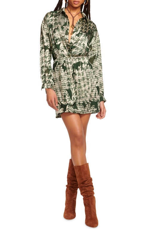 Shop Ramy Brook Palmer Floral Long Sleeve Mini Shirtdress In Dark Sage Combo Autumn Burnout