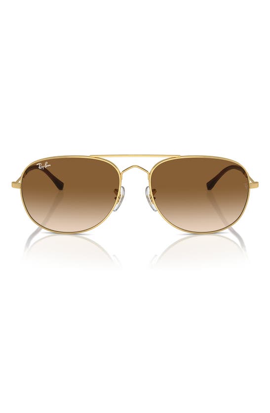 Shop Ray Ban Bain Bridge 60mm Gradient Pillow Aviator Sunglasses In Gold Flash