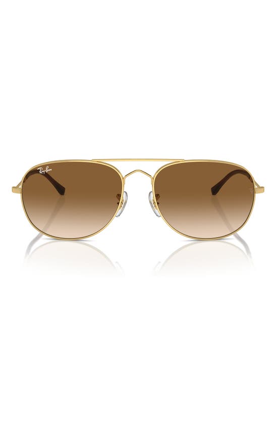 Shop Ray Ban Ray-ban Bain Bridge 60mm Gradient Pillow Aviator Sunglasses In Gold Flash