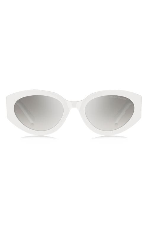 54mm Round Sunglasses in White Grey/Grey Silver