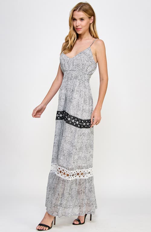 Shop Koko + Mason Lace Detail Dot Print Maxi Dress In White/black Dot