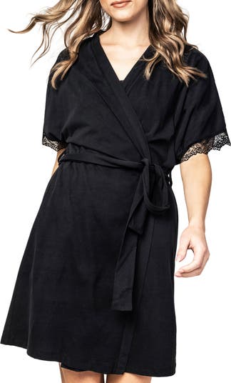 Petite Plume Lace Trim Cotton Jersey Robe Nordstrom