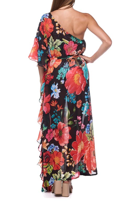 Shop Ranee's Ranees One-shoulder Cover-up Maxi Dress In Black