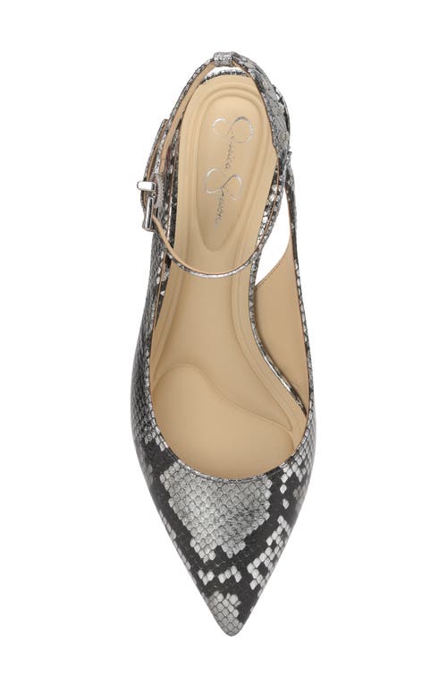 Jessica Simpson Vellana Ankle Strap Pointed Toe Kitten Heel Pump In Chrome