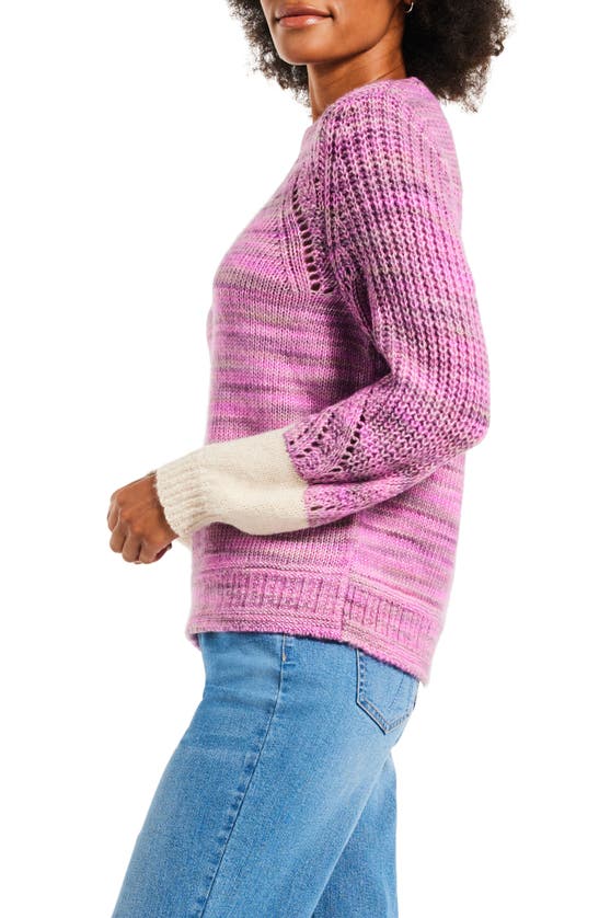 Shop Nic + Zoe Winter Warmth Cotton Blend Sweater In Pink Multi