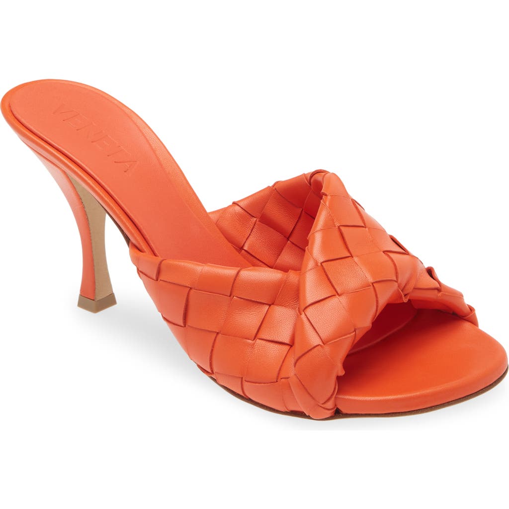 Shop Bottega Veneta Blink Intrecciato Lambskin Leather Sandal In New Orange