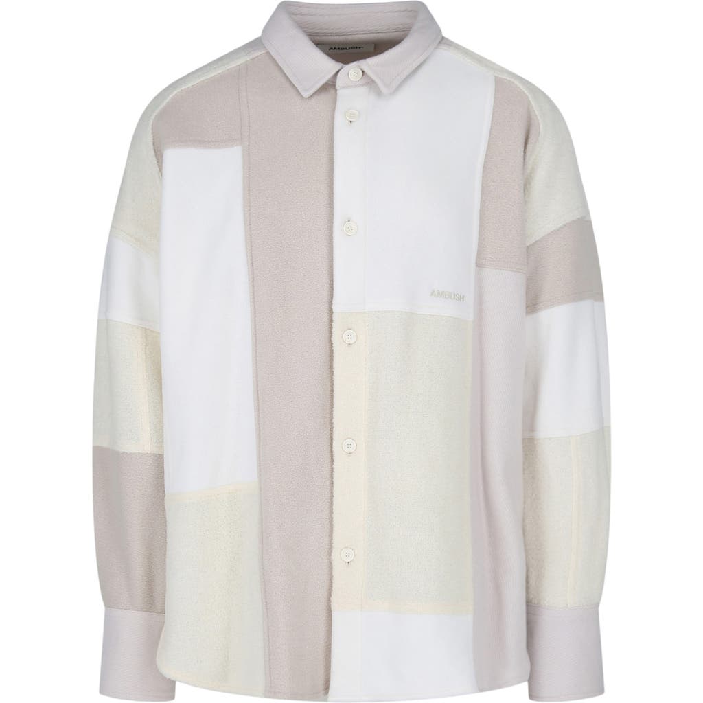 Shop Ambush Patchwork Button-up Shirt In White Multi