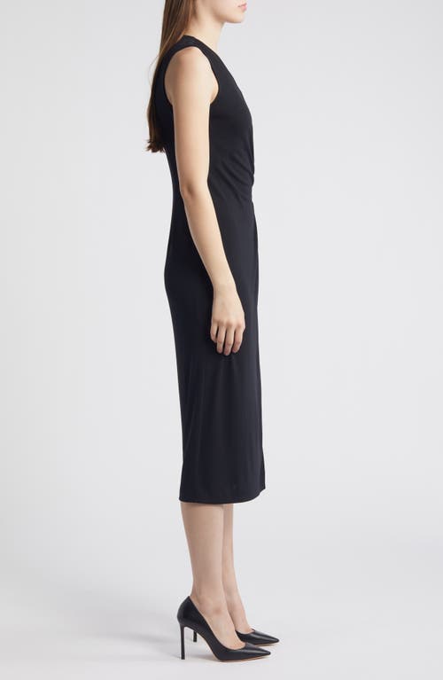 Shop Anne Klein Faux Wrap Sleeveless Jersey Midi Dress In Anne Black