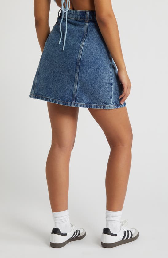 Shop Noisy May Lala Button Front Denim Miniskirt In Medium Blue Denim