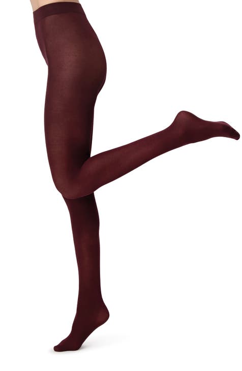 Burgundy Opaque Tights 