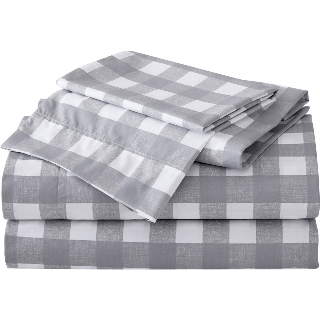 Eddie Bauer Lakehouse Plaid 200 Thread Count 100% Cotton Percale Sheet Set In Medium Grey