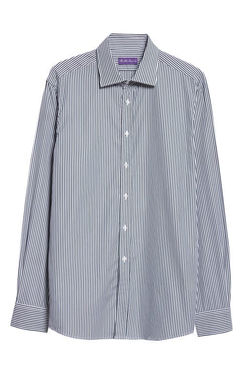 Ralph Lauren Purple Label Bengal Stripe Cotton Poplin Button-Up Shirt in Dark Racing Green 