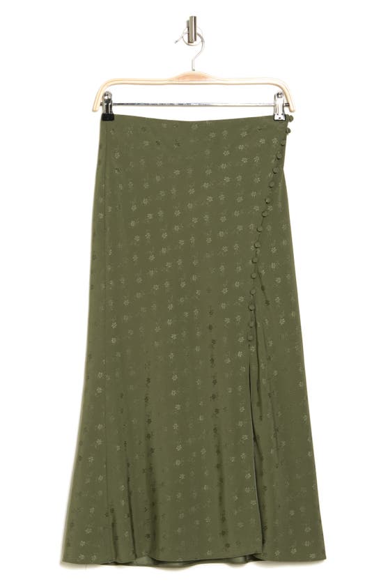 Shop Veronica Beard Franconia Covered Button Midi Skirt In Bright Army