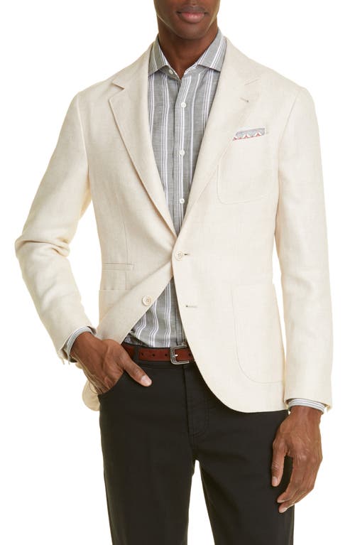 Brunello Cucinelli Linen & Wool Blend Sport Coat in C001 Beige at Nordstrom, Size 40 Us