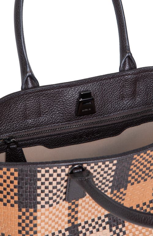 AKRIS AKRIS AI SMALL PLAID BRAIDED LEATHER TOP HANDLE TOTE