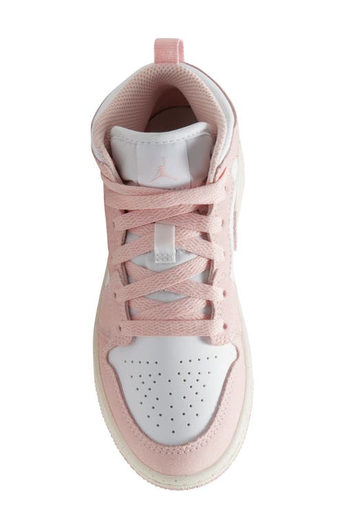 Shop Nike Kids' Air Jordan 1 Mid Sneaker In White/legend Pink/sail