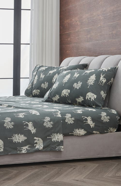 Woven & Weft Lodge Print 4-piece Sheet Set In Dark Grey