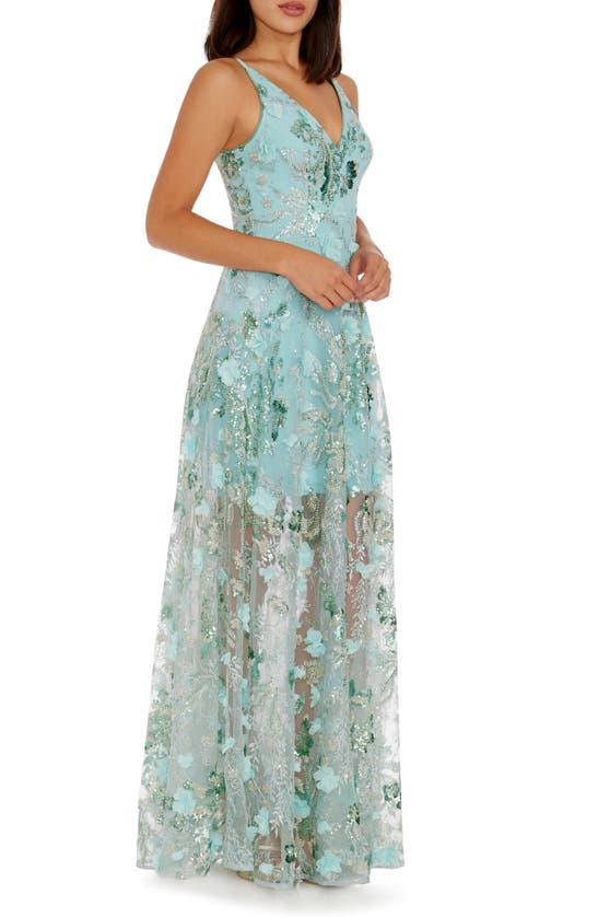 DRESS THE POPULATION DRESS THE POPULATION SIDNEY BEADED FLORAL APPLIQUÉ GOWN