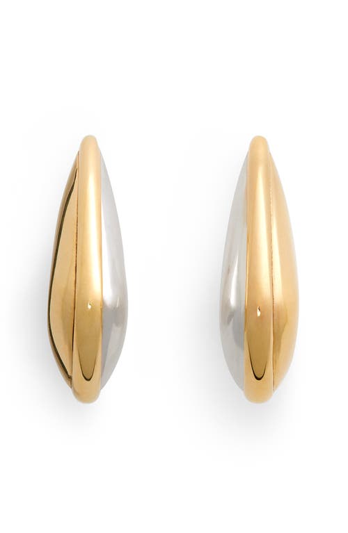 Shop Bottega Veneta Vahuo Two-tone Fin Earrings In 8119 Silver/yellow Gold