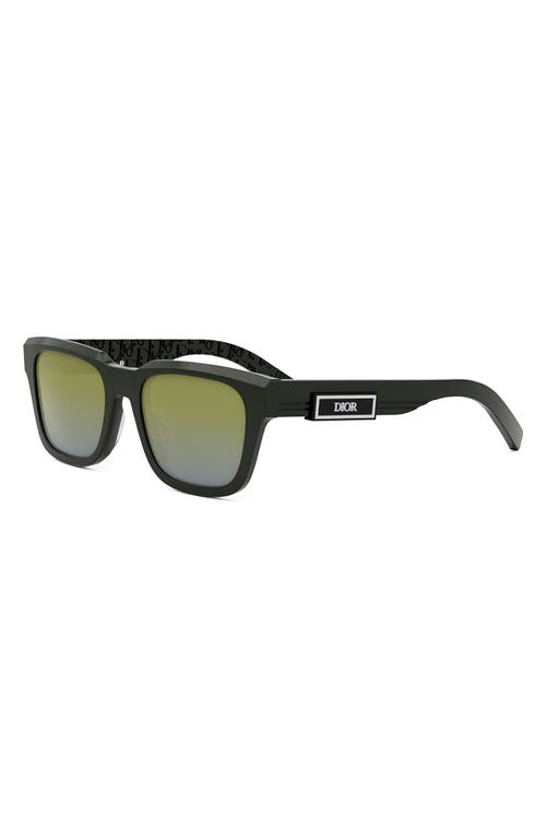Dior B23 S1i 53mm Rectangular Sunglasses In Dark Green/green Mirror