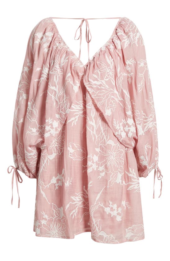 Btfl-life Cheryl Floral Long Sleeve Babydoll Minidress In Pink
