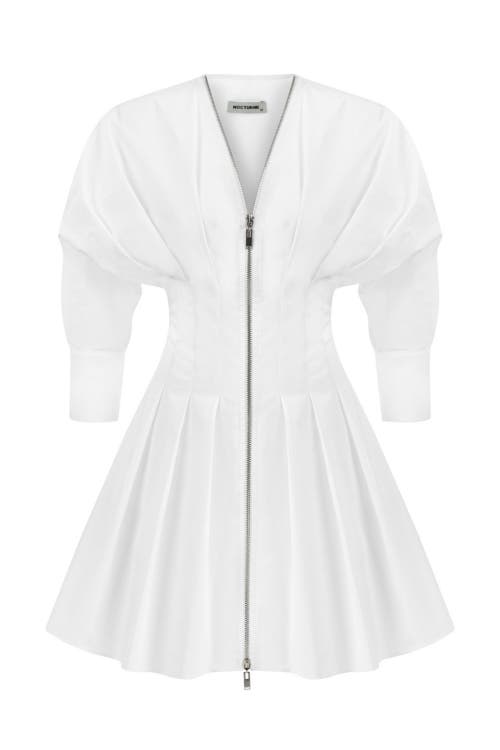 Nocturne Zippered Dress in White at Nordstrom