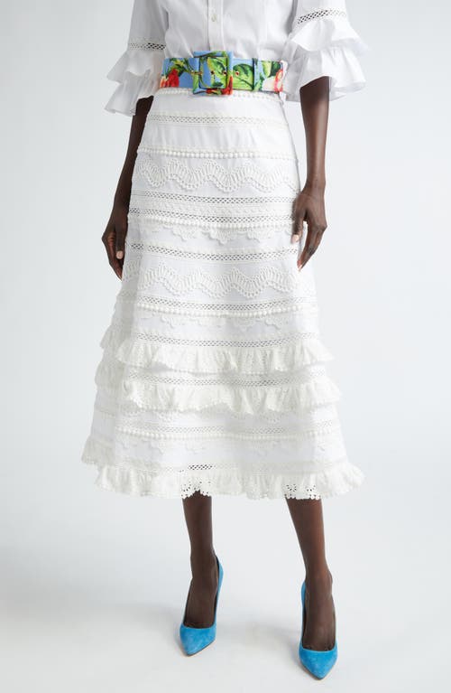 Carolina Herrera Tiered Eyelet & Lace Maxi Skirt White at Nordstrom,