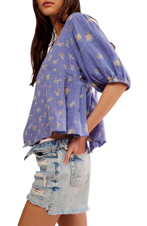 Shop Free People Chloe Mixed Print Back Cutout Top In Indigo Combo