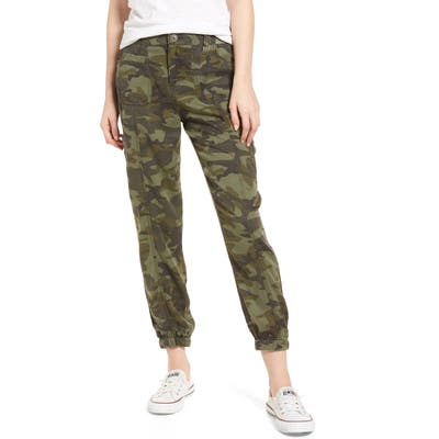 Love, Fire Camo Print Cargo Pants, Green