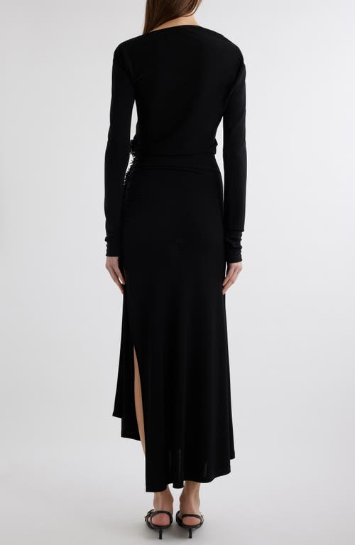 Shop Givenchy Bead Embellishment Asymmetric Long Sleeve Jersey Dress In Black