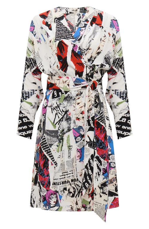 Shop Dvf Shia Long Sleeve Wrap Dress In Poster Girl