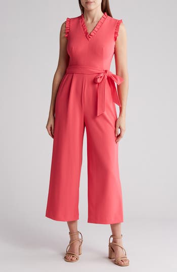 Vince camuto ruffle wide leg 2024 crop jumpsuit