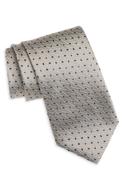 Canali Novelty Geometric Silk Tie In Gray