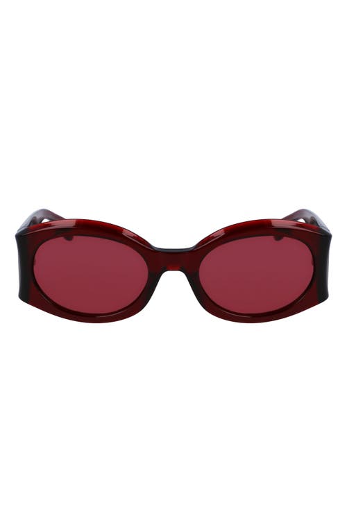 FERRAGAMO Sculpture 55mm Oval Sunglasses in Transparent Burgundy at Nordstrom