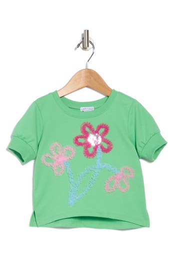 Flapdoodles Kids' Soutche Flower Top In Green