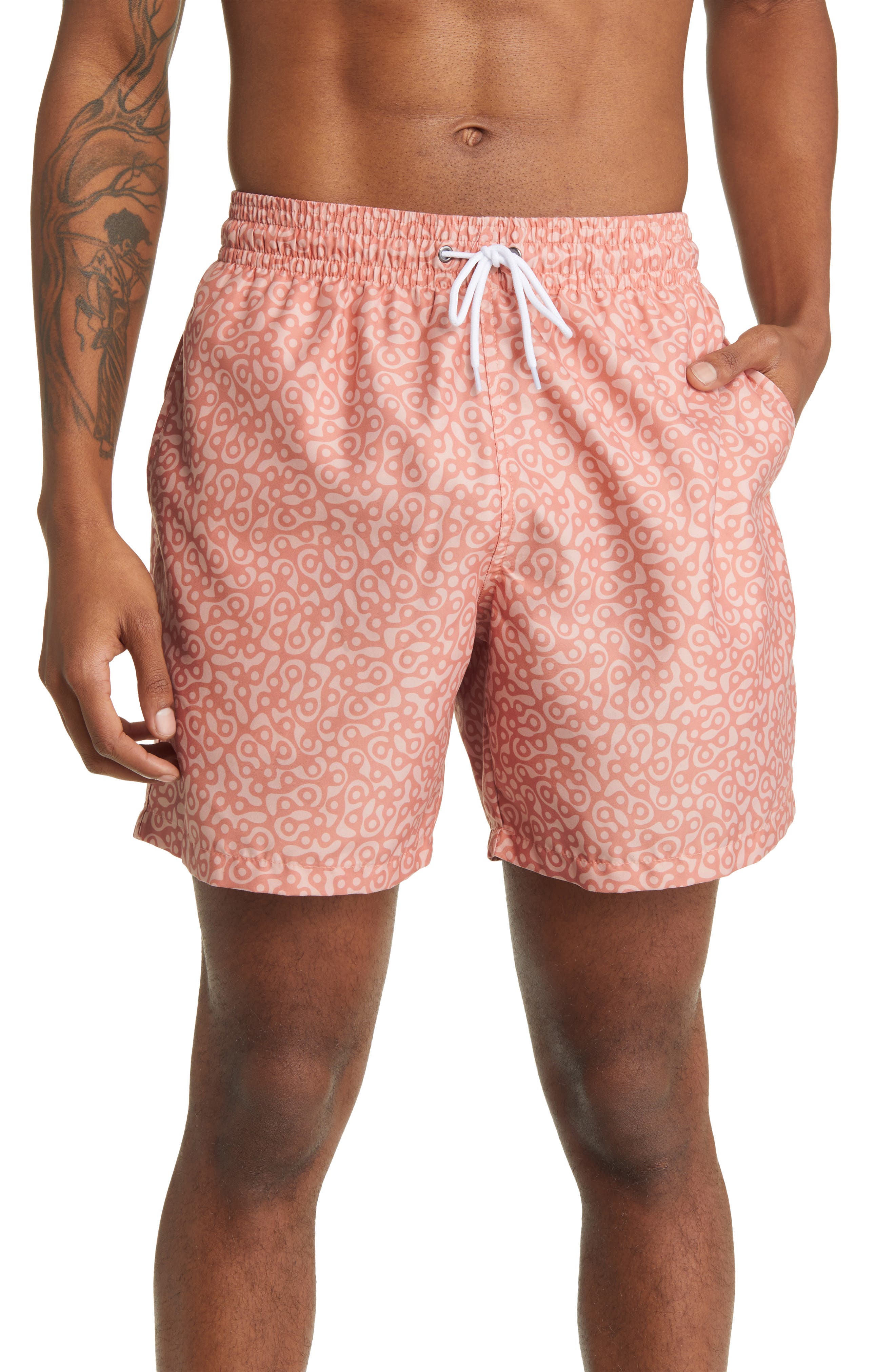 salmon colored swim trunks