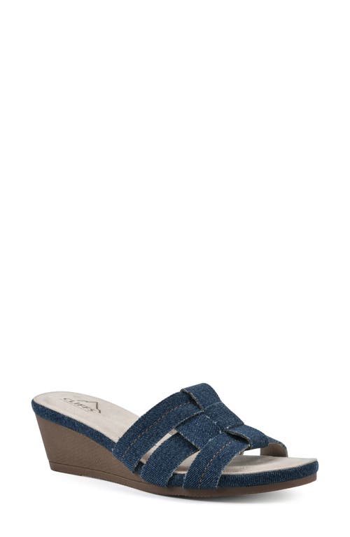 Shop Cliffs By White Mountain Candyce Wedge Sandal In Dk Blue/denim/fabric