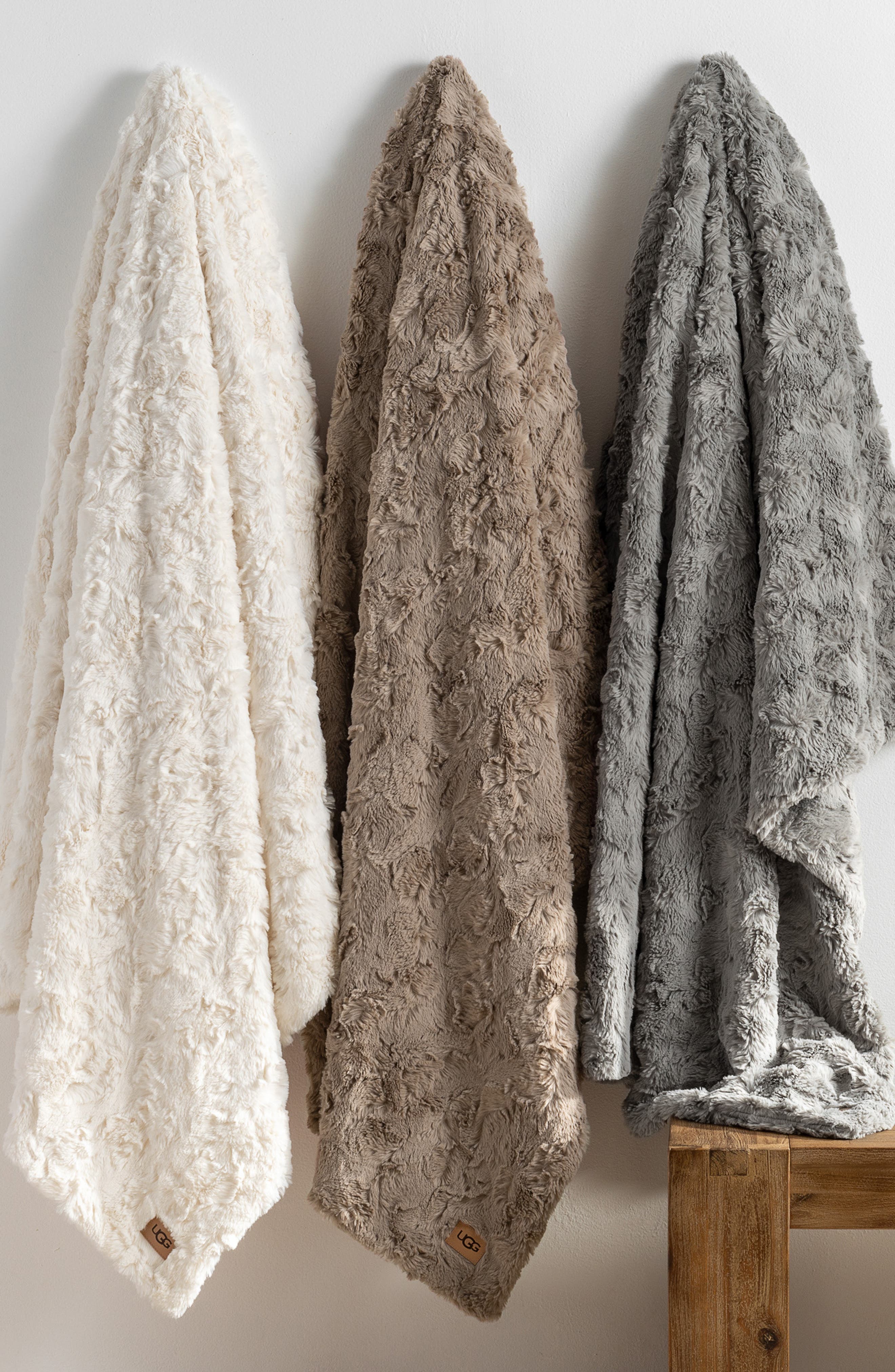 UGG<SUP>®</SUP> Adalee Faux Fur Throw Blanket, Alternate, color, SEAL