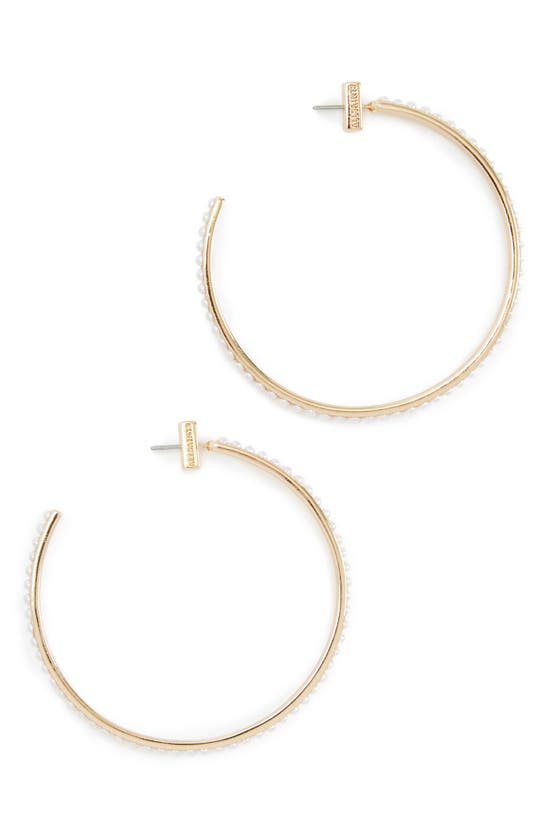 Allsaints Imitation Pearl Hoop Earrings In Pearl/ Gold